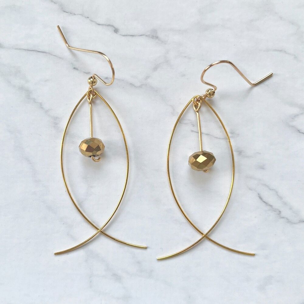 Gold Fish Earrings with Gold Rondelle Bead